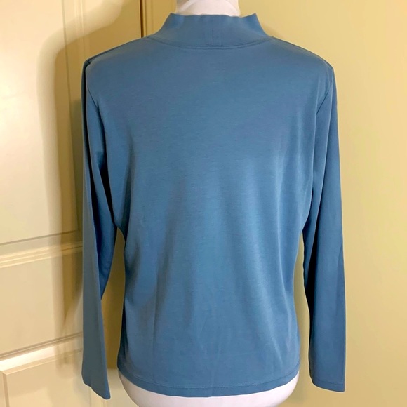 L.L. Bean Tops 4 Ll Bean Pima Cotton Mock Turtleneck Long Sleeve Blue Burgundy Red Medium